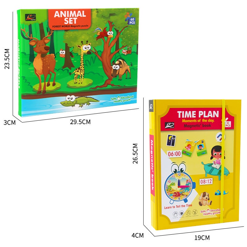 Puzzle Magnetic Jigsaw Puzzle Drawing Board Two-In-One Thing Cognitive Magnetic Attraction Jigsaw Board Storage Box Children'S Toys - Image 5